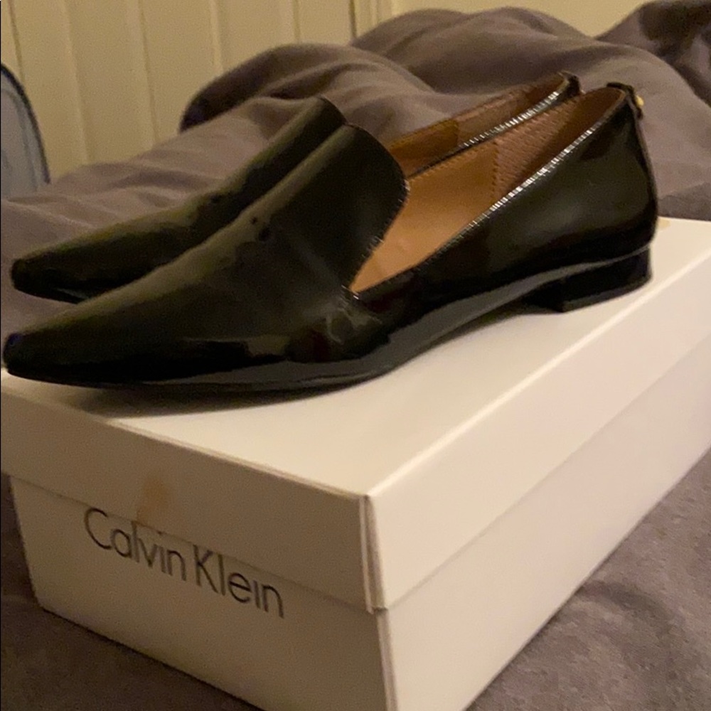 Calvin Klein leather black flats